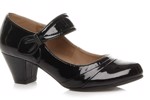 Vintageinspireret sko med blad: Miranda sort glans med velcrolukning